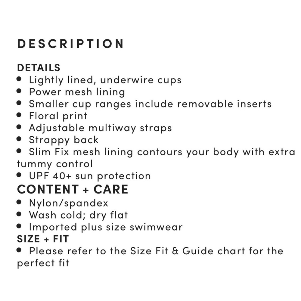 Torrid Underwire Slim Fix Blue Water Floral One-Piece Swimsuit NWT SZ 2 DD/F - Picture 16 of 16